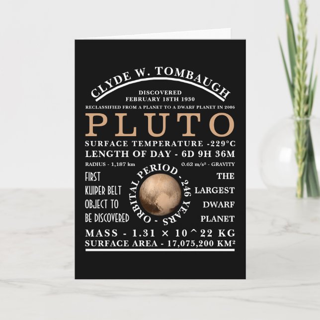 Dwarf Planet Pluto Detailed Astronomy Card (Front)