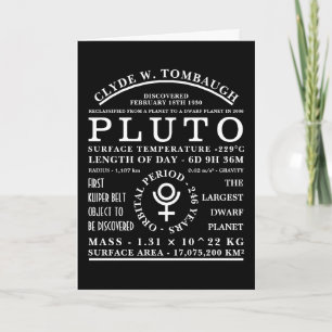 Dwarf Planet Pluto Detailed Astronomy Symbol Card