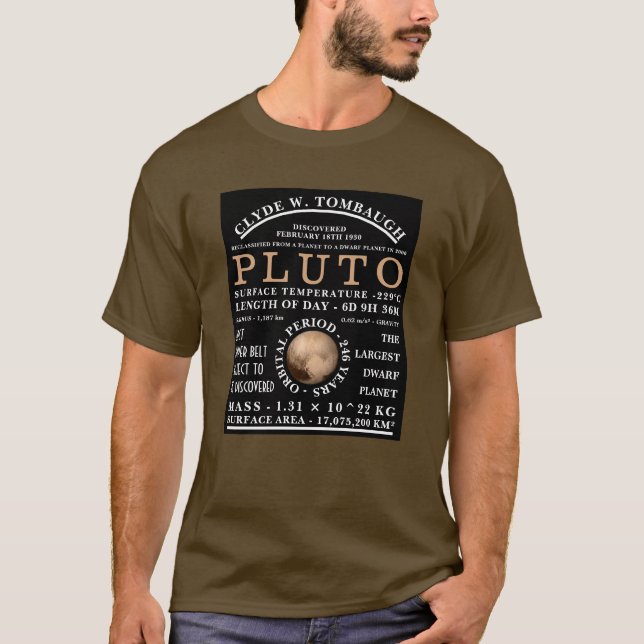 Dwarf Planet Pluto Detailed Astronomy T-Shirt (Front)