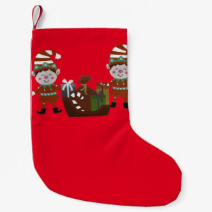 Dwarfs with gifts for children. small christmas stocking