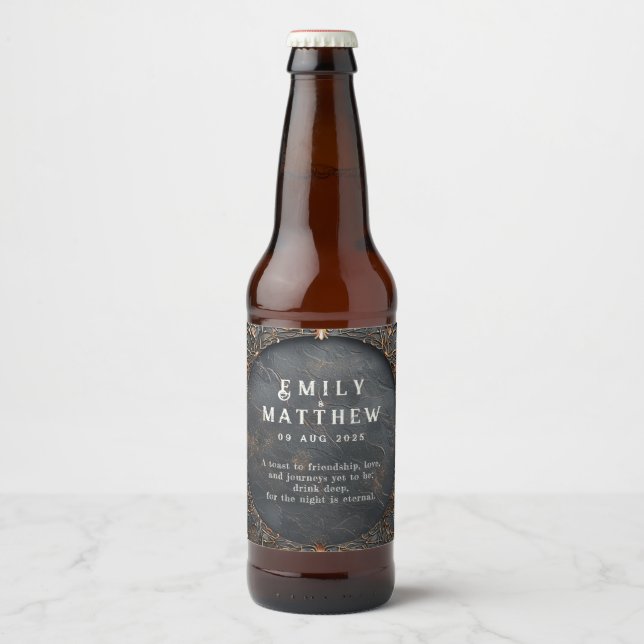 Dwarven Splendour Fantasy Wedding  Beer Bottle Label (Front)