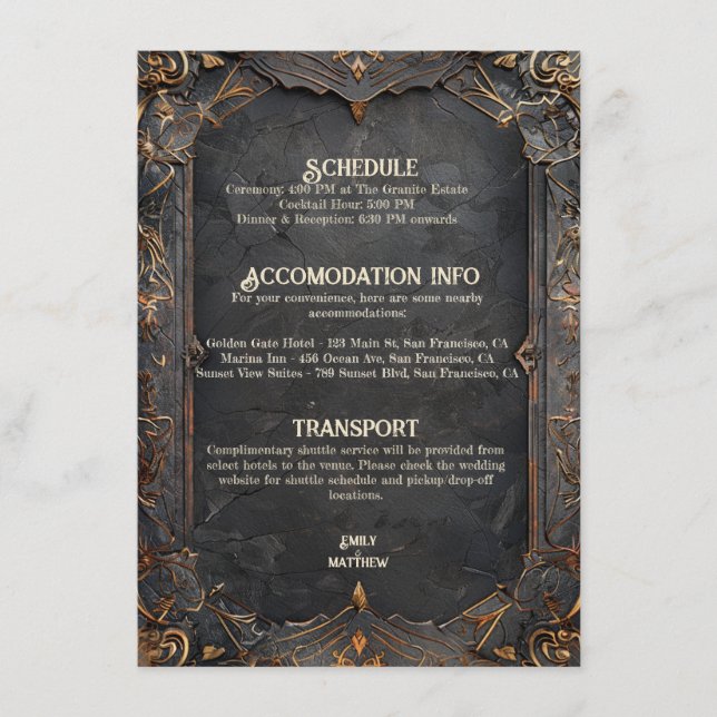 Dwarven Splendour Fantasy Wedding  Enclosure Card (Front)