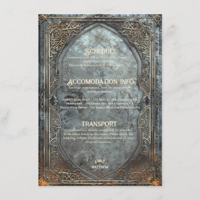 Dwarven Splendour Fantasy Wedding  Enclosure Card (Front)