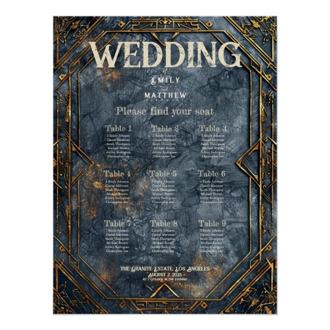 Dwarven Splendour Fantasy Wedding Seating Chart (Front)