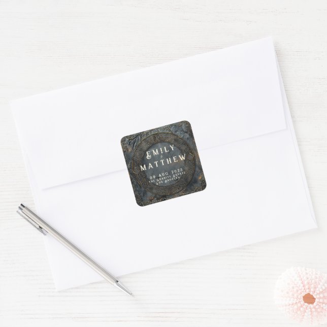 Dwarven Splendour Fantasy Wedding  Square Sticker (Envelope)
