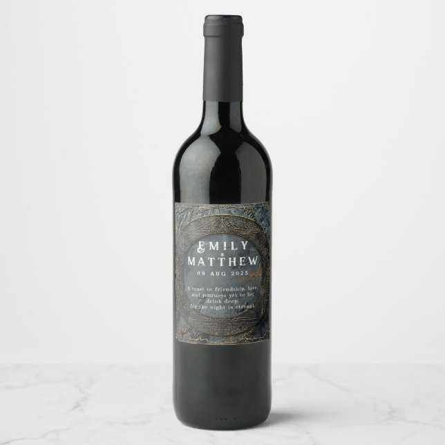 Dwarven Splendour Fantasy Wedding  Wine Label (Front)