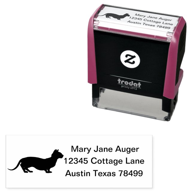 Dwelf Cat Personalised Self Address Self-inking Stamp (In Situ)