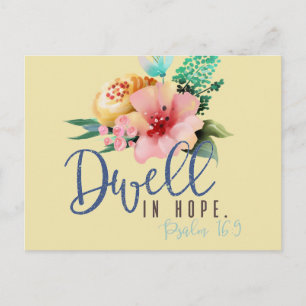 Dwell in Hope Verse Floral Postcard
