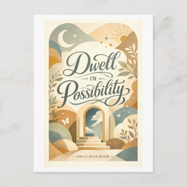 "Dwell in Possibility" Dickinson Quote Postcard (Front)