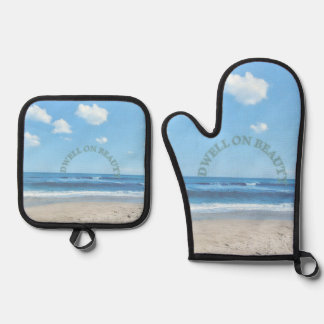 Dwell on Beauty beach scene  Oven Mitt & Pot Holder Set