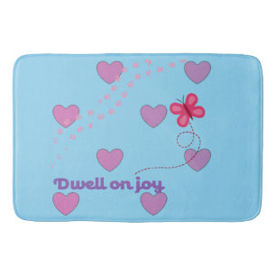 dwell on joy hearts and paw prints Bathmat