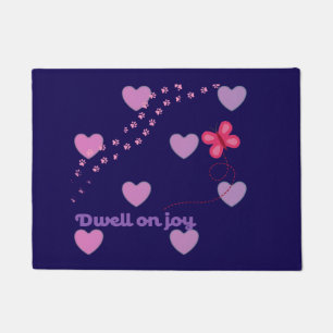 dwell on joy hearts and paw prints Doormat