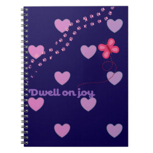 dwell on joy hearts and paw prints spiral notebook
