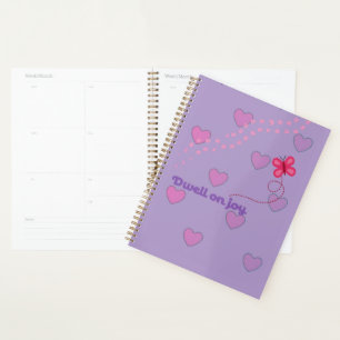 Dwell on joy hearts, pawprints , butterfly planner