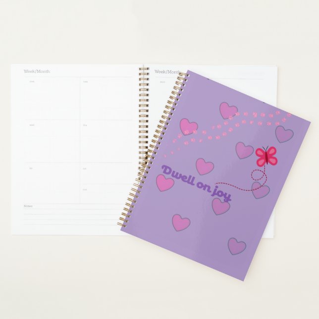 Dwell on joy hearts, pawprints , butterfly  planner (Display)