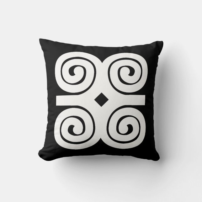 Dwennimmen Strength|Humility White Adinkra Symbol Cushion (Front)