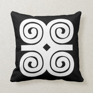 Dwennimmen Strength Humility White Adinkra Symbol Cushion