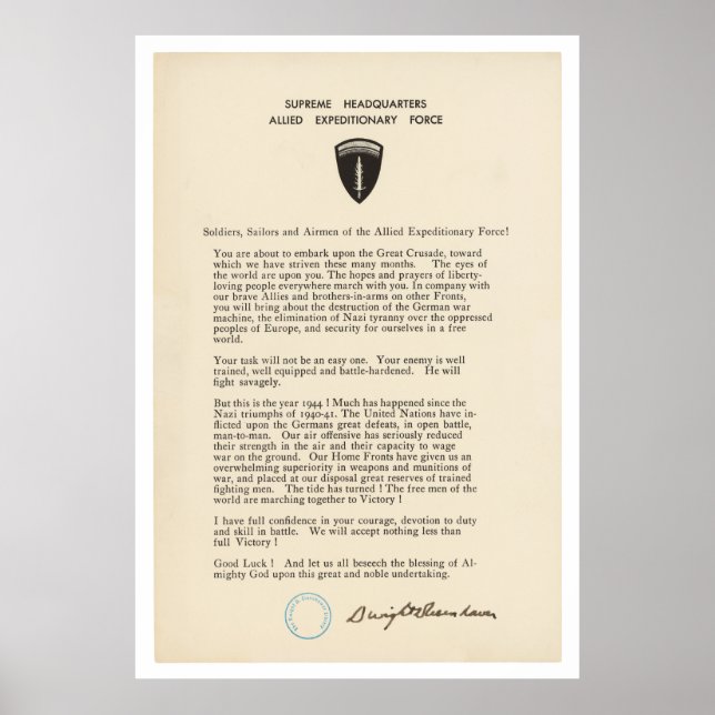 Dwight D. Eisenhower's Order of the Day (1944) Poster (Front)