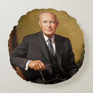 Dwight Eisenhower American President Portrait Round Cushion