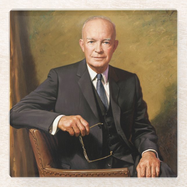 Dwight Eisenhower President White House Portrait   Glass Coaster (Front)