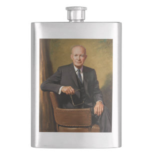 Dwight Eisenhower President White House Portrait Hip Flask
