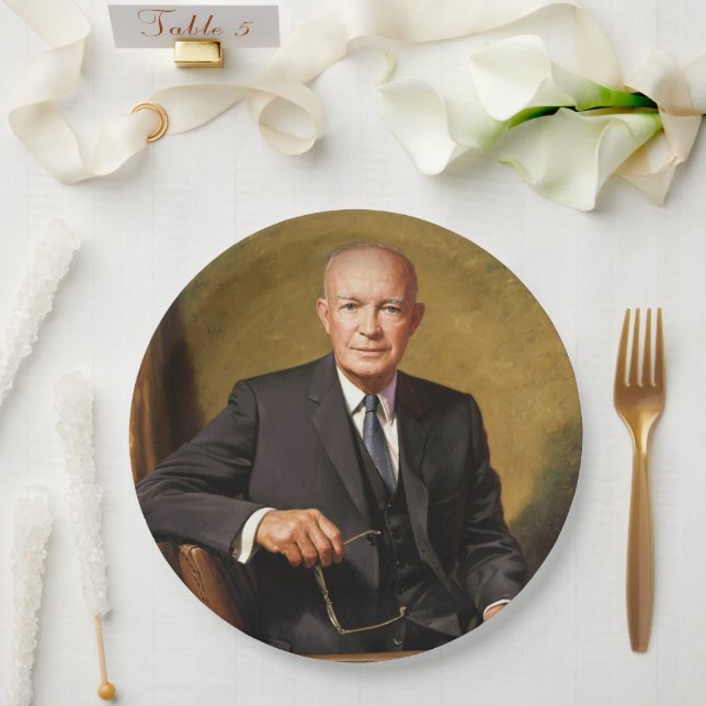 Dwight Eisenhower President White House Portrait   Paper Plate (Wedding)