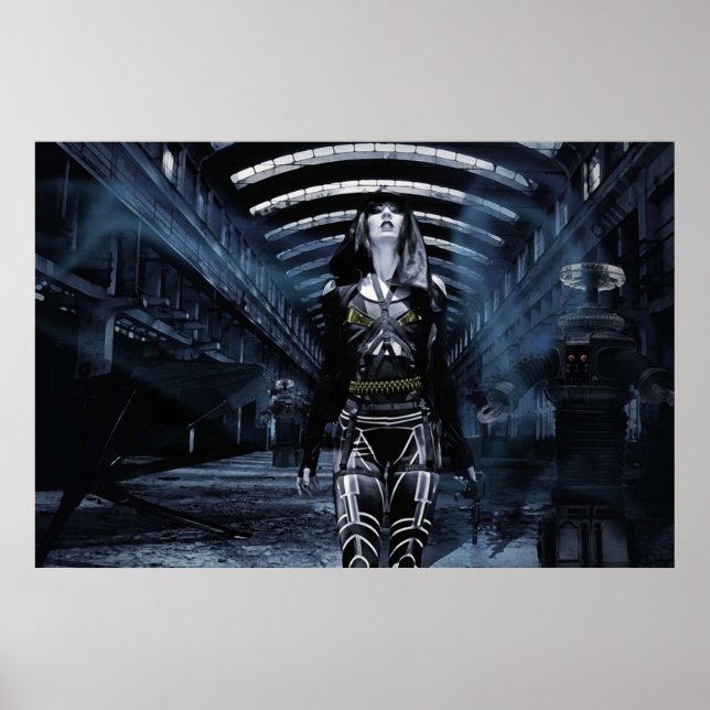 DWR Futuristic Cyborg and Retro Robots Poster (Front)