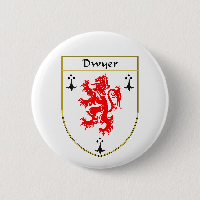 Dwyer Coat of Arms/Family Crest 6 Cm Round Badge (Front)