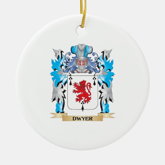 Dwyer Coat of Arms - Family Crest Ceramic Tree Decoration (Front)
