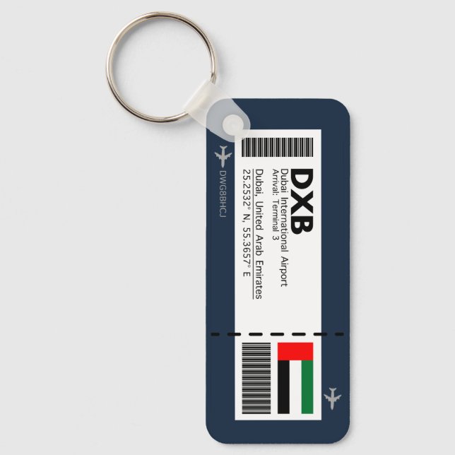 DXB Dubai Boarding Pass - Dubai Ticket Key Ring (Front)