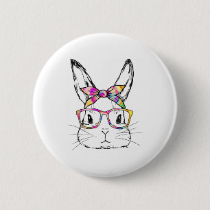 Dy Cute Bunny Face Tie Dye Gles Easter Day  6 Cm Round Badge