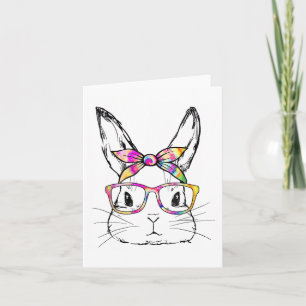 Dy Cute Bunny Face Tie Dye Gles Easter Day Card