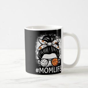 Dy Mom Life Volleyll Sketll Mothers Day Messy Bun Coffee Mug