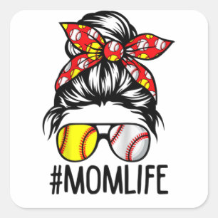 Dy Mum Life Softball Baseball Mothers Day Square Sticker