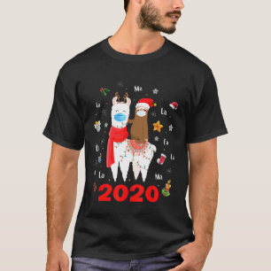 Dy Santa Sloth Riding Llama Christmas 2020 Costume T-Shirt
