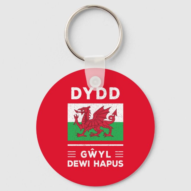 Dydd Gŵyl Dewi Hapus Happy St Davids Day 3 Key Ring (Front)