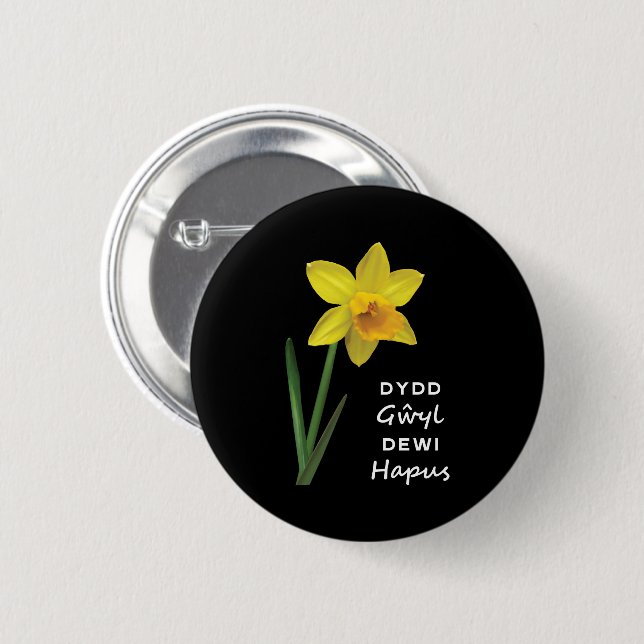 Dydd Gŵyl Dewi Hapus Happy St David's Day 6 Cm Round Badge (Front & Back)