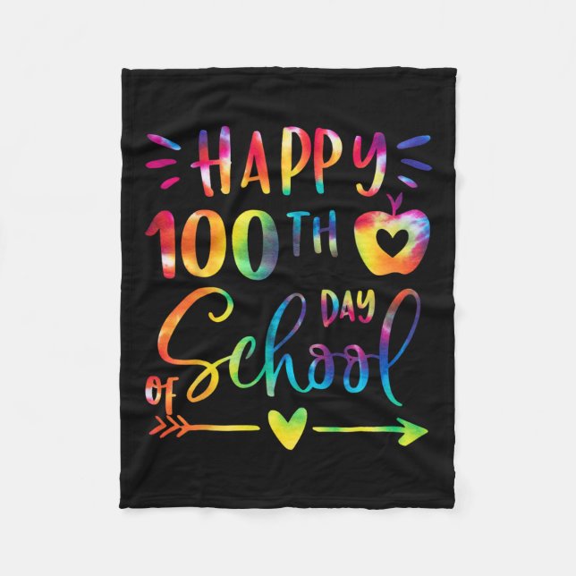 Dye Happy 100h Day Of School Eachers Sudens Kids  Fleece Blanket (Front)