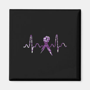 Dye Overdose Awareness Purple Ribbon Heartbeat Magnet