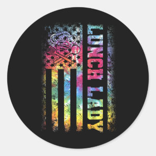 Dye Us Flag Lunch Lady Back To School Classic Round Sticker