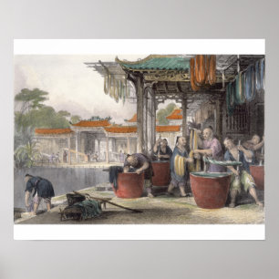 Dyeing and Winding Silk, from 'China in a Series o Poster