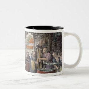 Dyeing and Winding Silk, from 'China in a Series o Two-Tone Coffee Mug