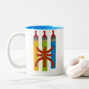 Dyeing brush paint the Amazigh flag amazigh style Two-Tone Coffee Mug