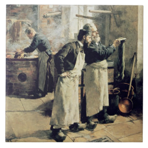 Dyeing workshop in the Gobelins, 19th century Ceramic Tile