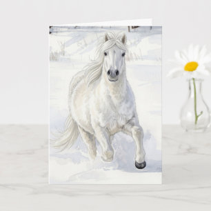 Dyfra the Icelandic Horse Galloping in Snow Card
