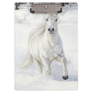 Dyfra the Icelandic Horse Galloping in Snow Clipboard