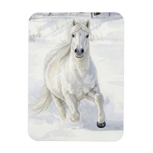 Dyfra the Icelandic Horse Galloping in Snow Magnet