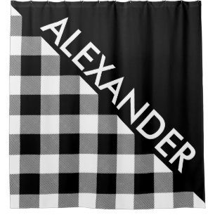 DYI Background Buffalo Blk Plaid 2 Bold Triangles Shower Curtain