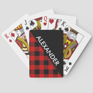 DYI BG, Black Buffalo Plaid 2 Bold Triangles Diag Playing Cards