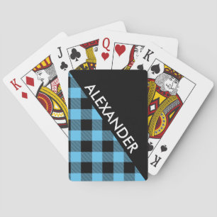DYI BG Blk Buffalo Plaid 2 Bold Triangles Diag SB Playing Cards